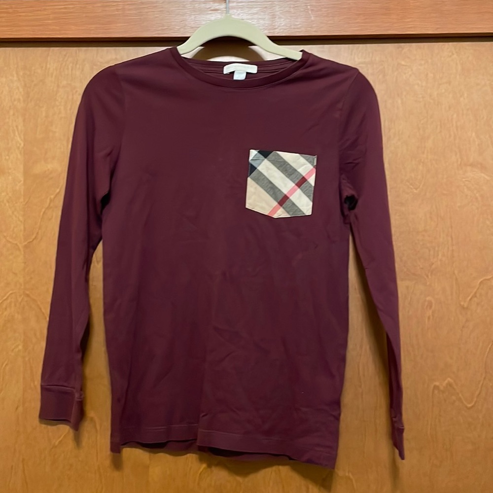 Like New! Youth Unisex Burberry Long Sleeve Size 12Y (Maroon)